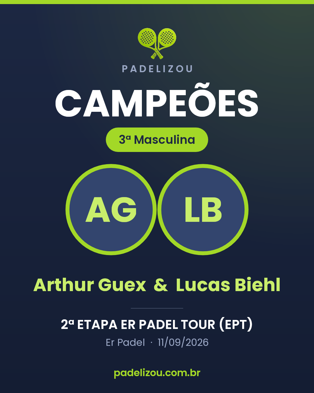 Card dos campeões de 3ª Categoria Masculina