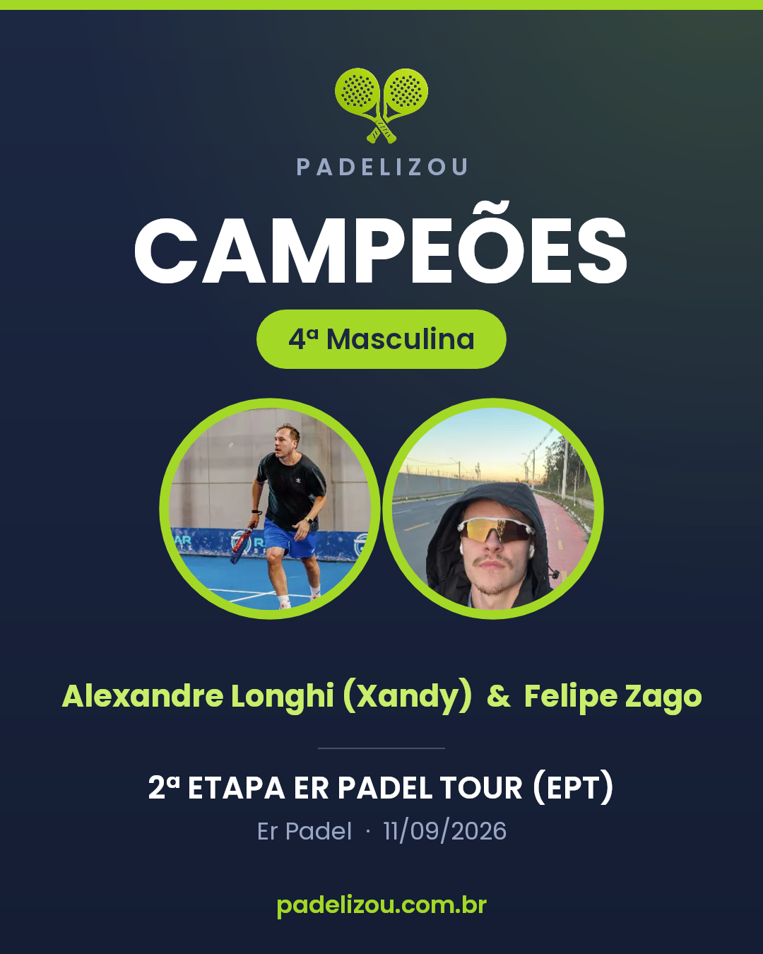 Card dos campeões de 4ª Categoria Masculina