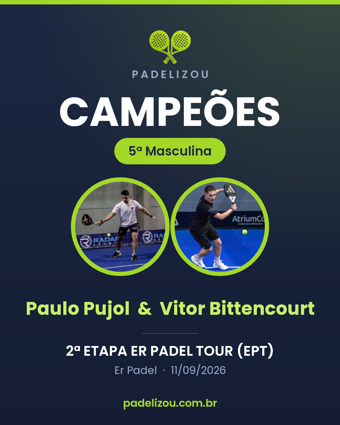 Card dos campeões de 5ª Categoria Masculina