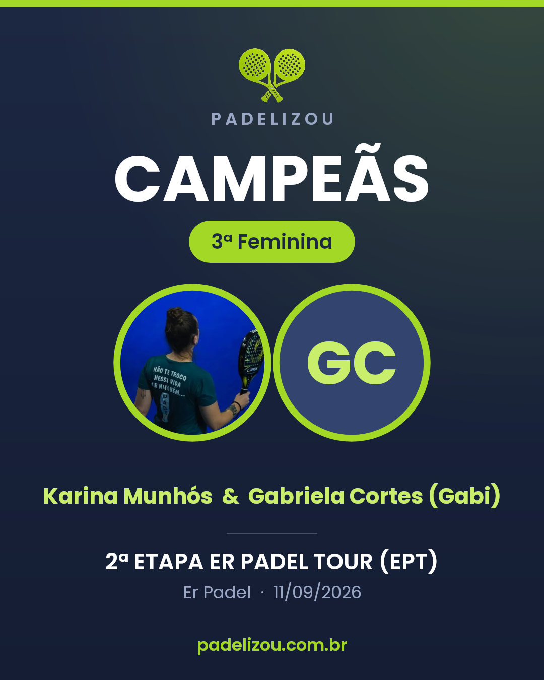 Card dos campeões de 3ª Categoria Feminina