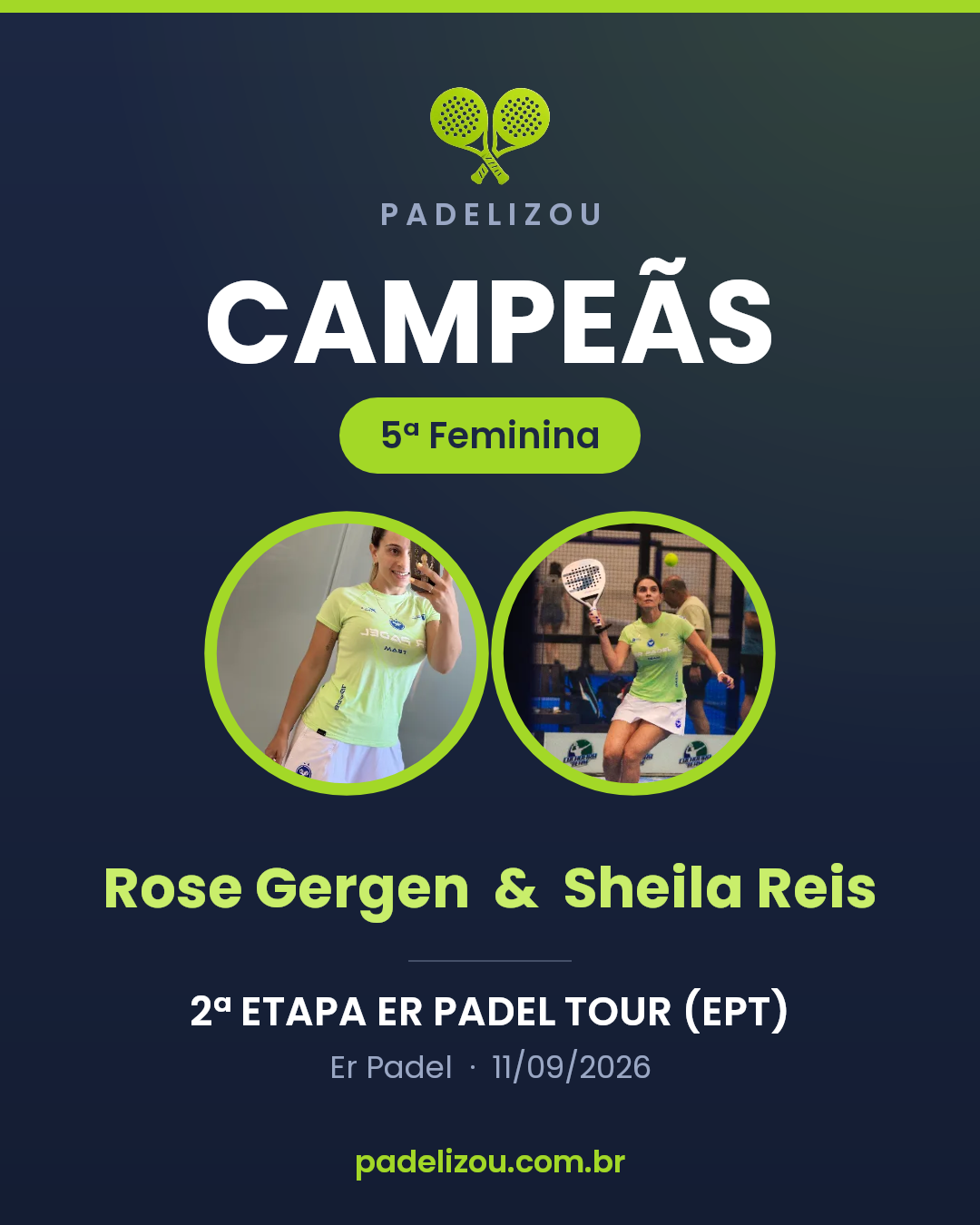 Card dos campeões de 5ª Categoria Feminina
