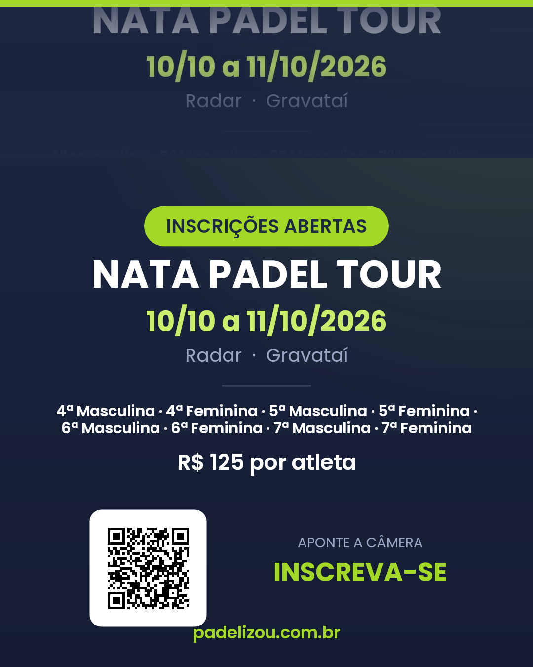 Cartaz de divulgação do NATA PADEL TOUR