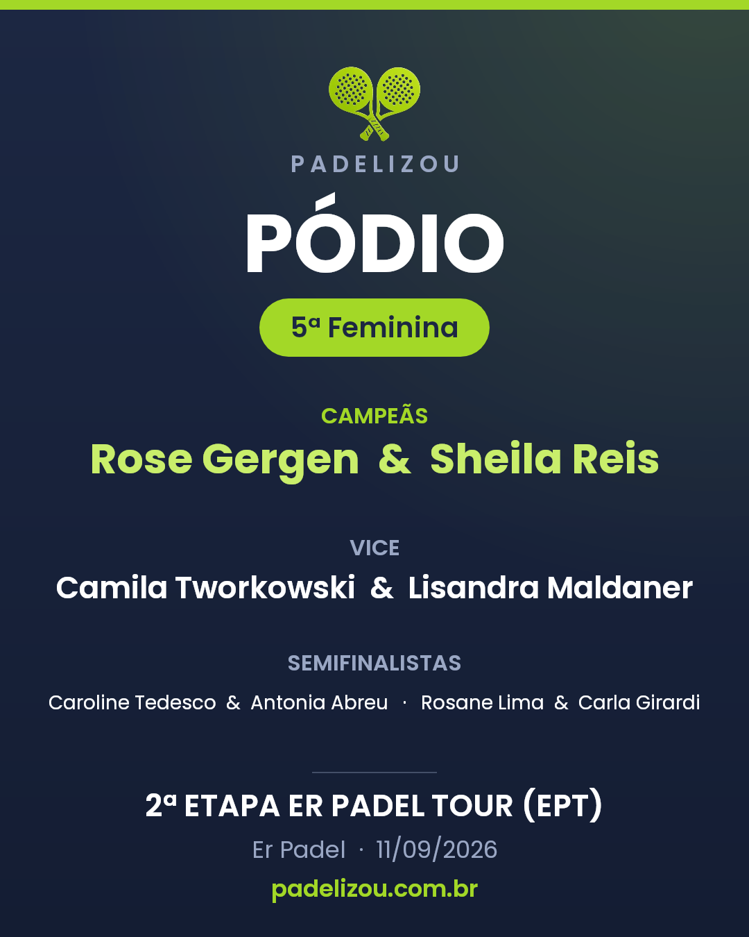 Pódio de 5ª Categoria Feminina